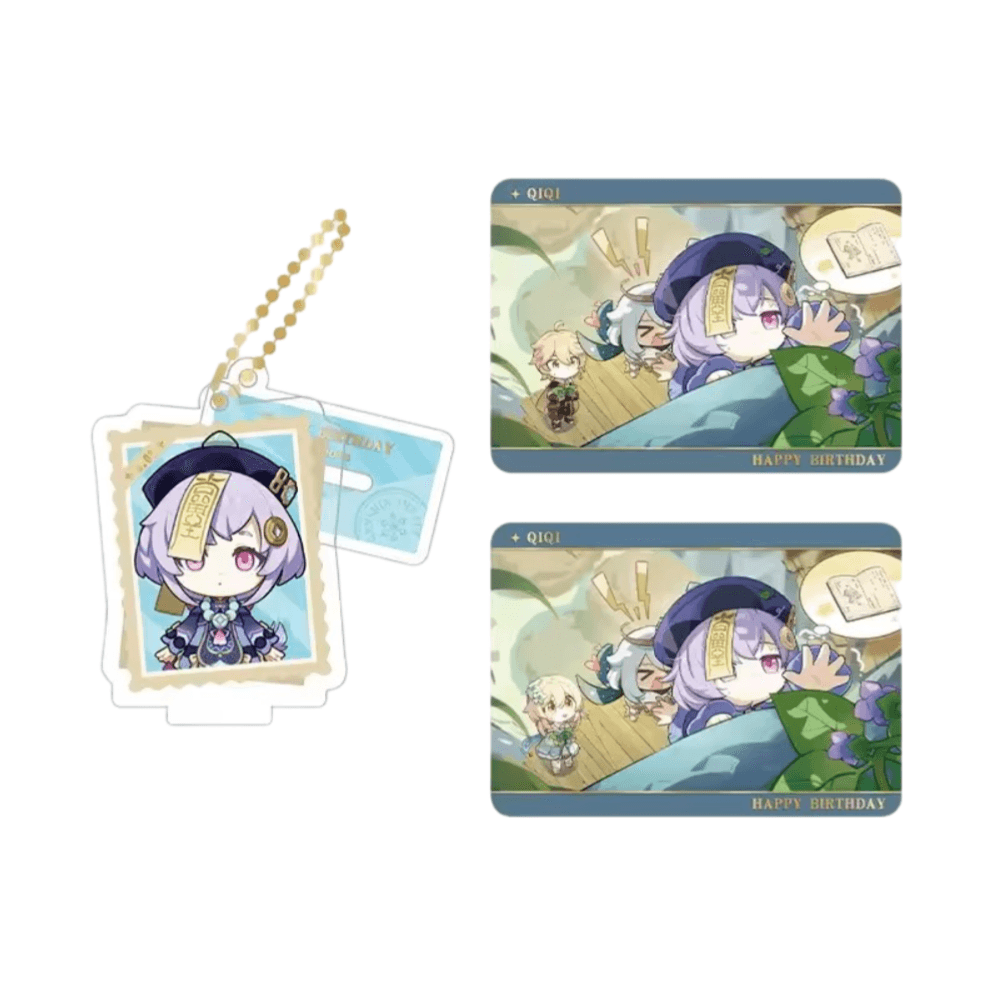 Anime Genshin Impact Qiqi Acrylic Stand And Collection Card Set
