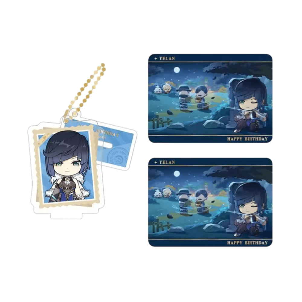 Anime Genshin Impact Yelan Acrylic Stand And Collection Card Set