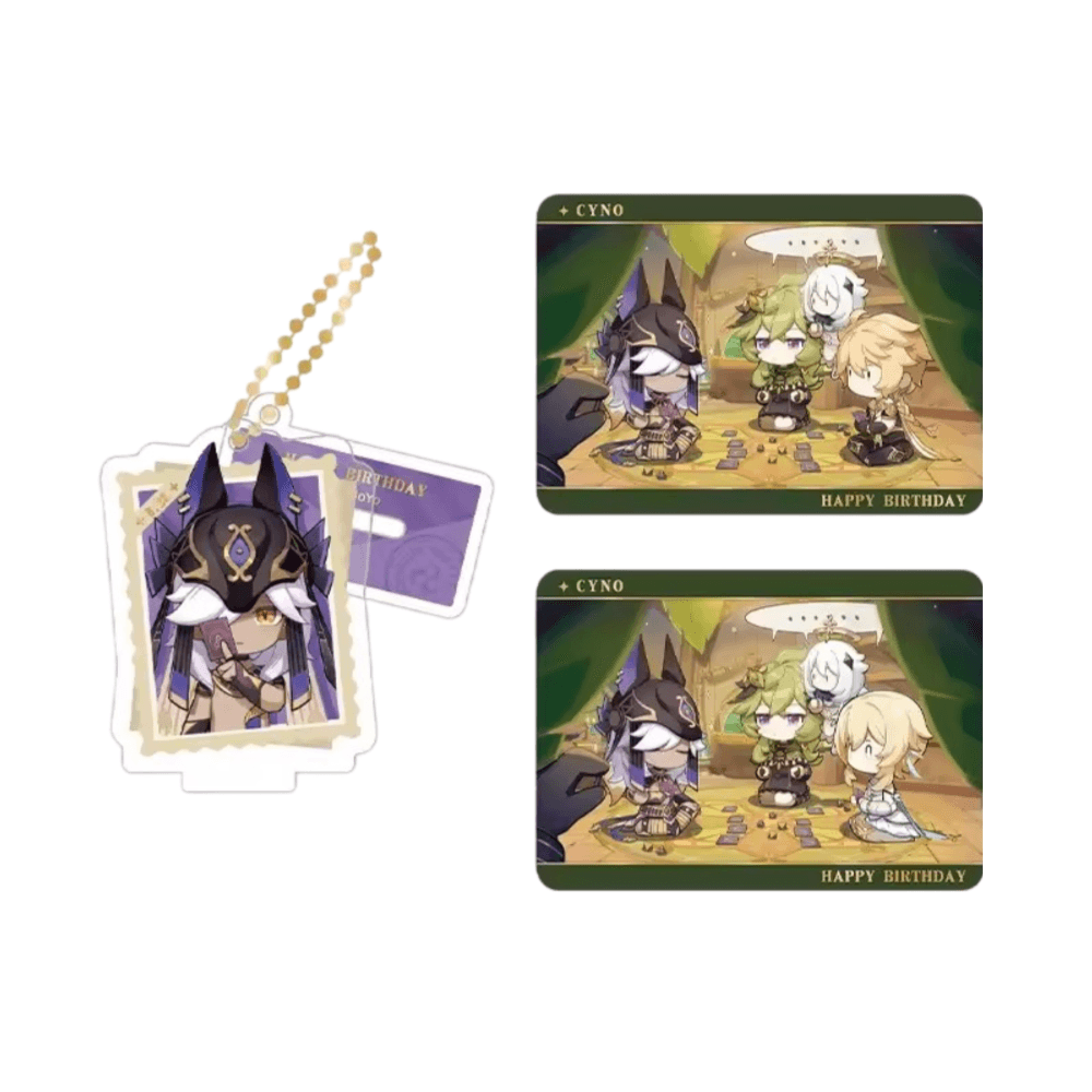 Anime Genshin Impact Cyno Acrylic Stand And Collection Card Set