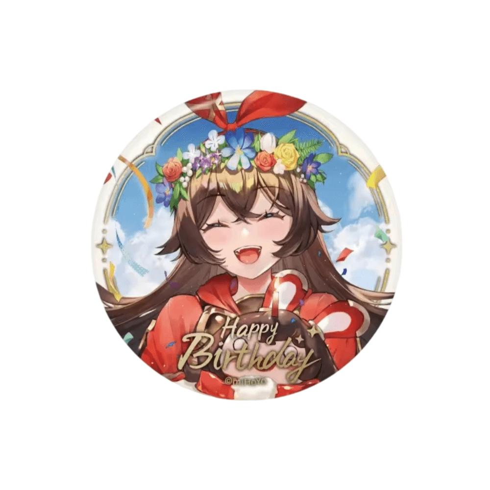 Genshin Impact Amber Anime Happy Birthday Print Badge