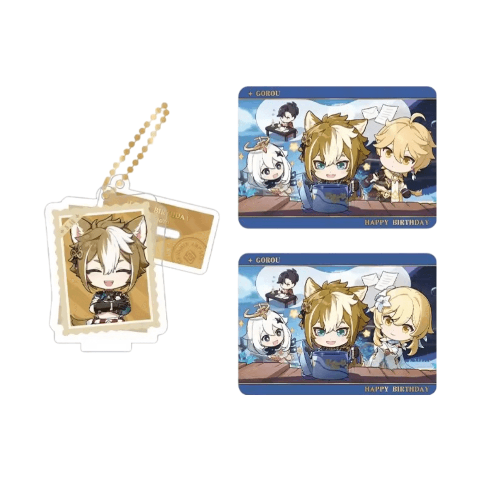 Anime Genshin Impact Gorou Acrylic Stand And Collection Card Set