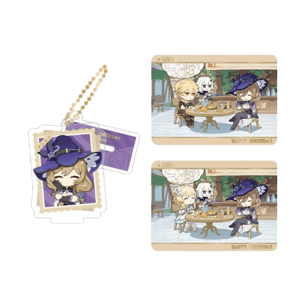 Anime Genshin Impact Lisa Acrylic Stand And Collection Card Set