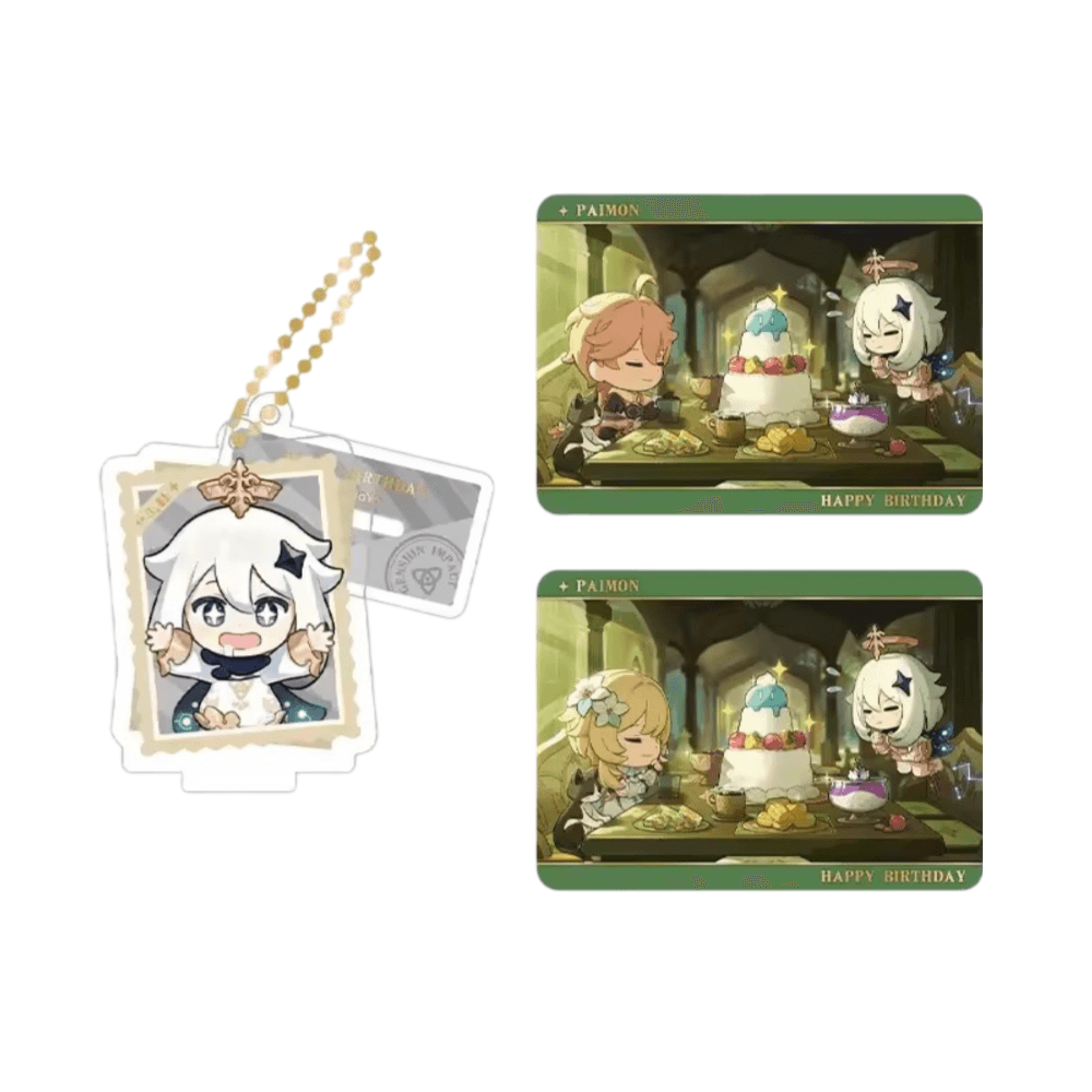 Anime Genshin Impact Paimon Acrylic Stand And Collection Card Set