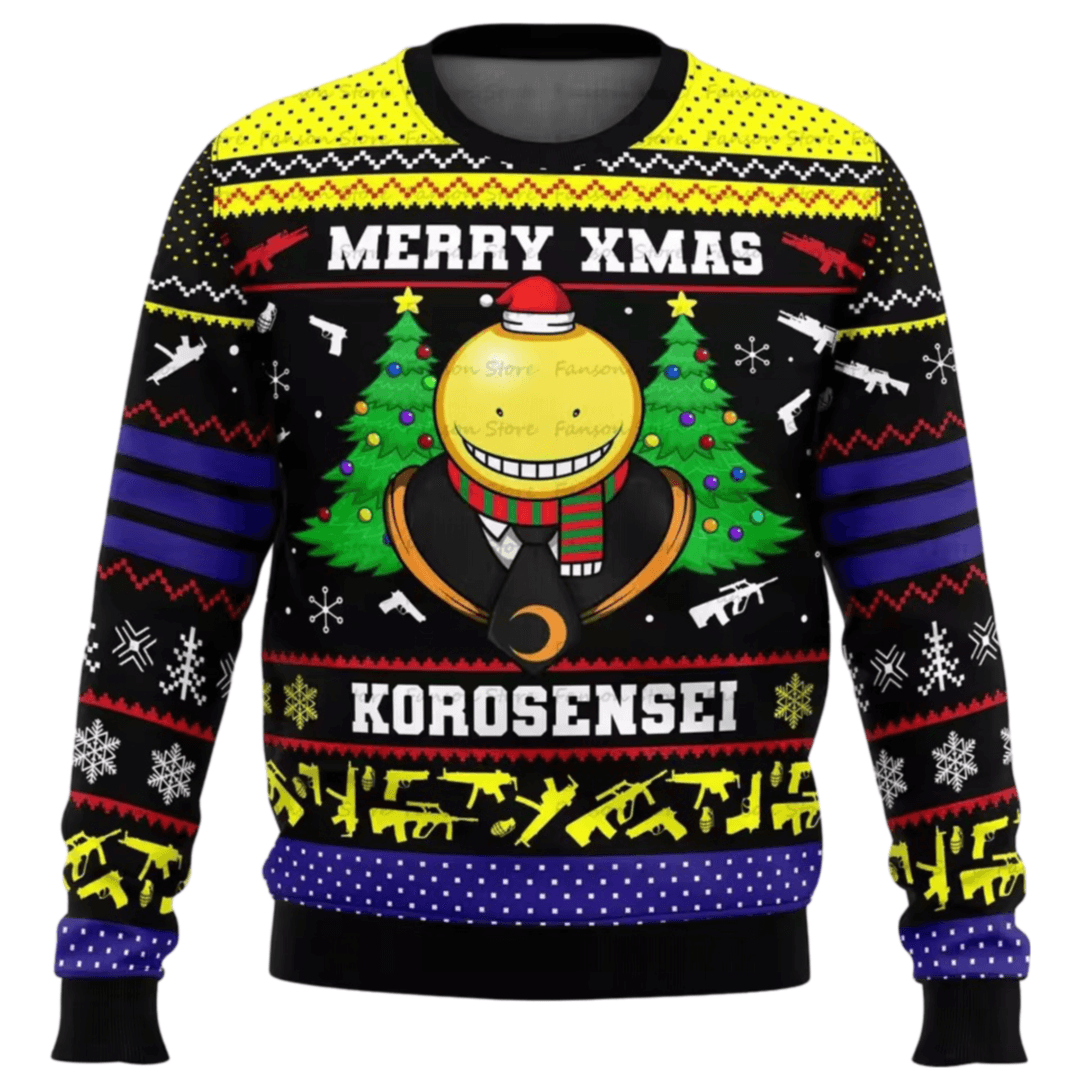 Anime Assassination Classroom Koro-Sensei Ugly Merry Xmas Christmas Sweater