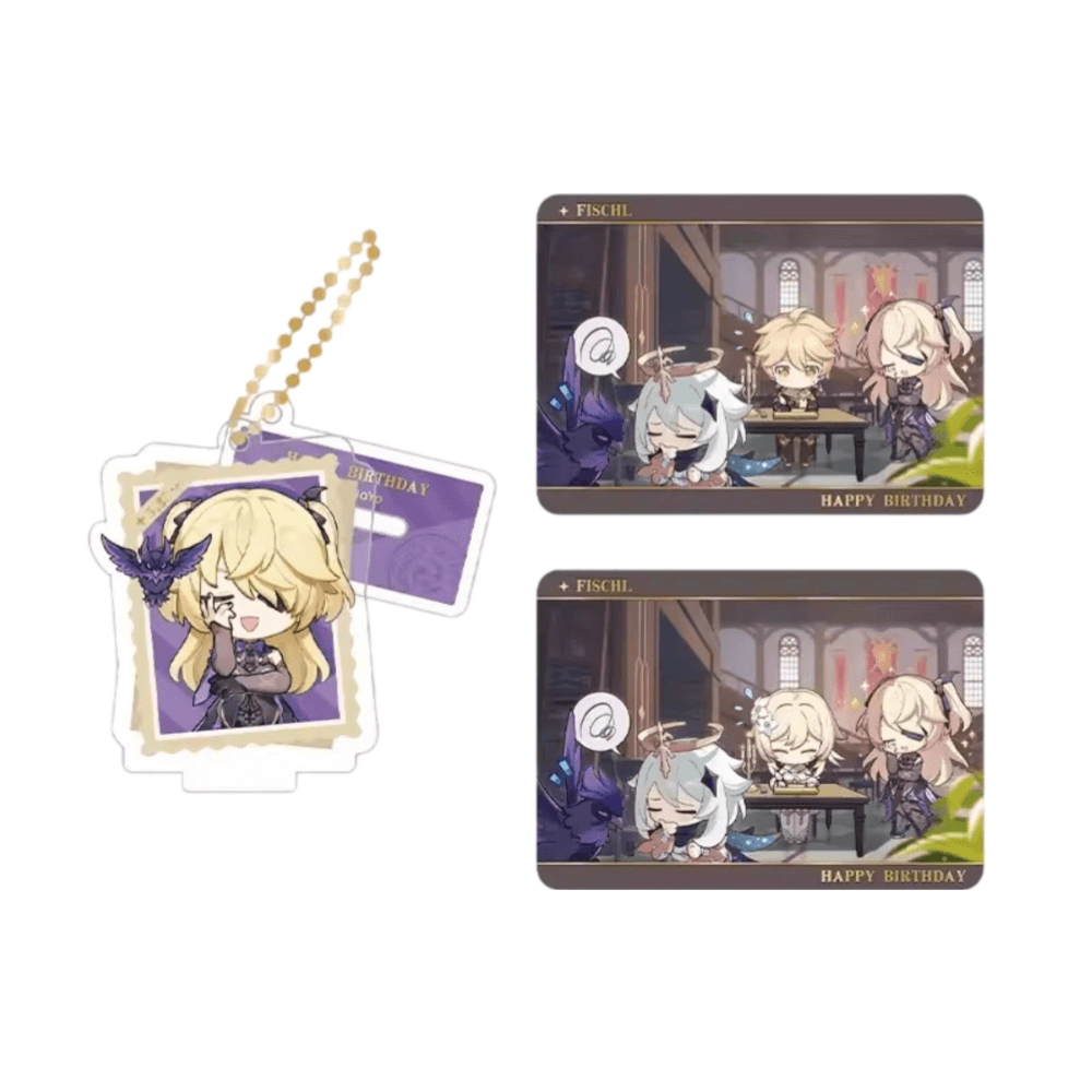 Anime Genshin Impact Fischl Acrylic Stand And Collection Card Set