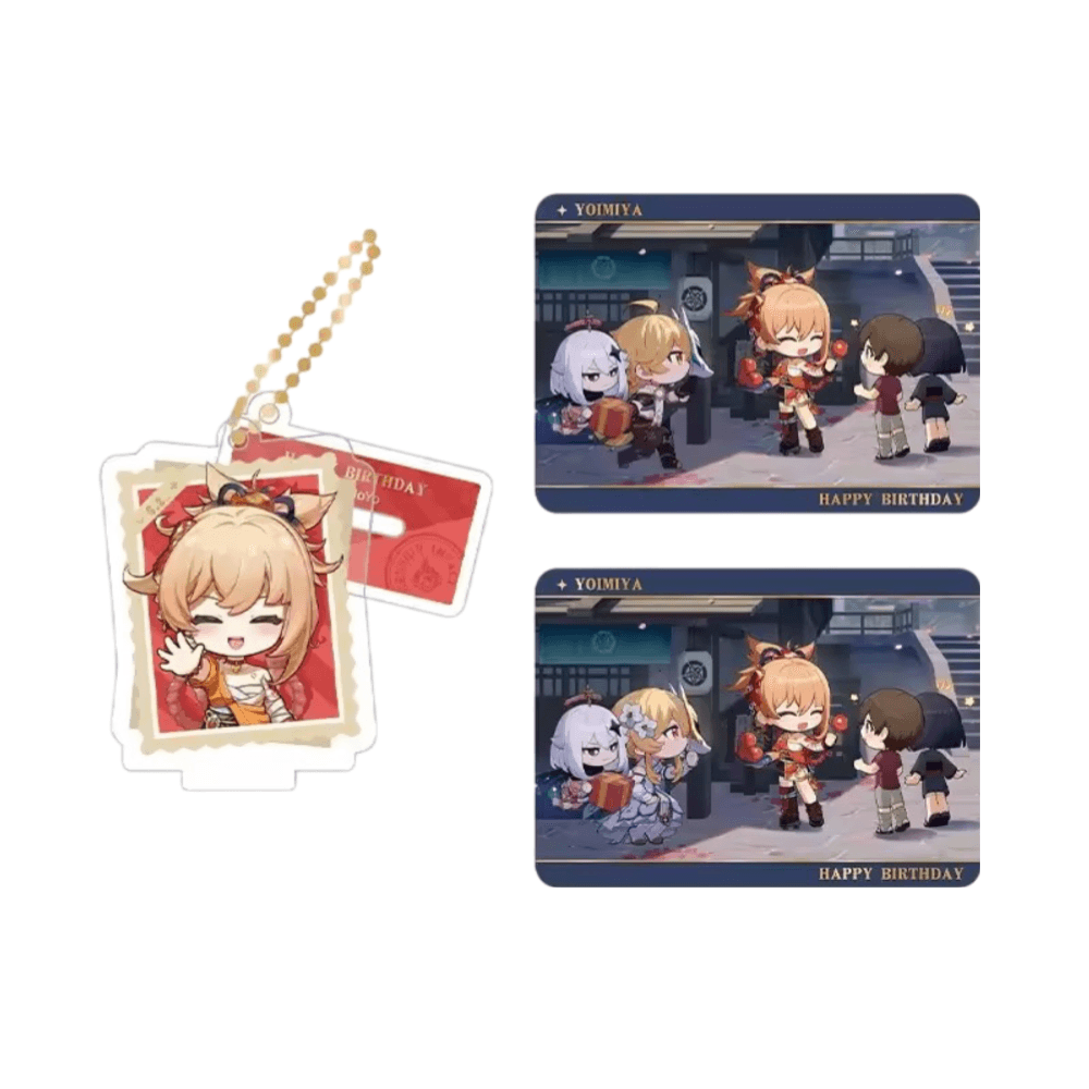 Anime Genshin Impact Yoimiya Acrylic Stand And Collection Card Set