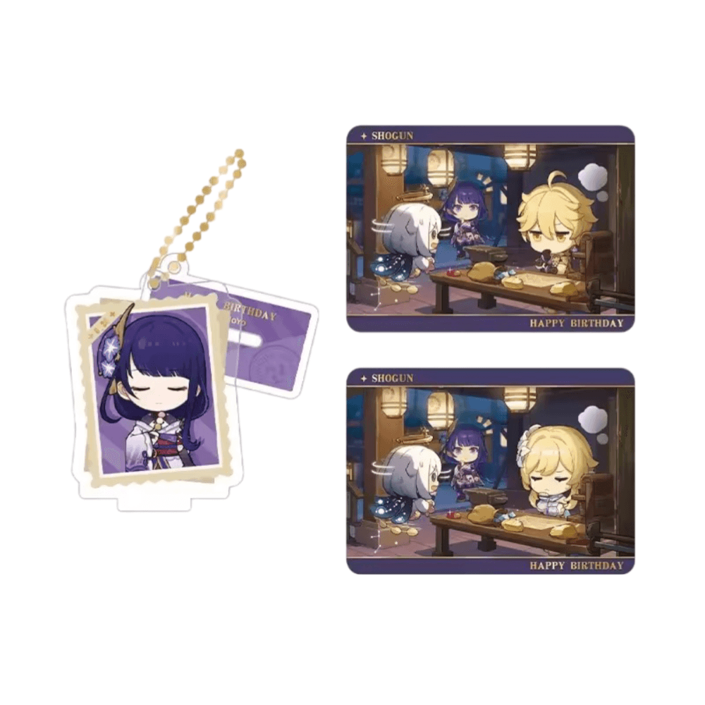 Anime Genshin Impact Raiden Shogun Acrylic Stand And Collection Card Set