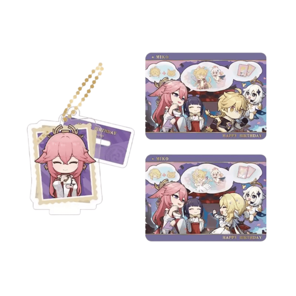 Anime Genshin Impact Yae Miko Acrylic Stand And Collection Card Set