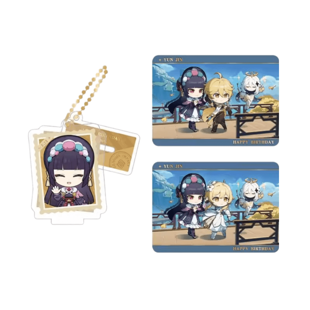 Anime Genshin Impact Yun Jin Acrylic Stand And Collection Card Set