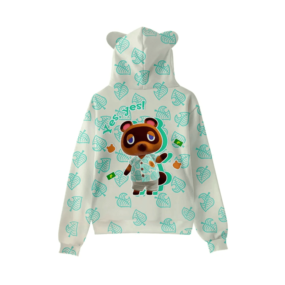 Anime Animal Crossing Tom Nook Casual Cat Ears Hoodie — detail 1