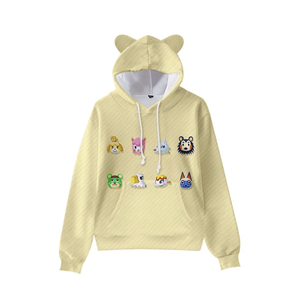 Anime Animal Crossing Characters Printed Cat Ears Casual Hoodie