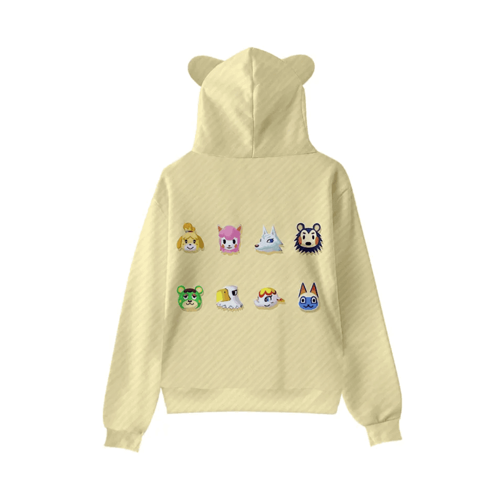 Anime Animal Crossing Characters Printed Cat Ears Casual Hoodie — detail 1