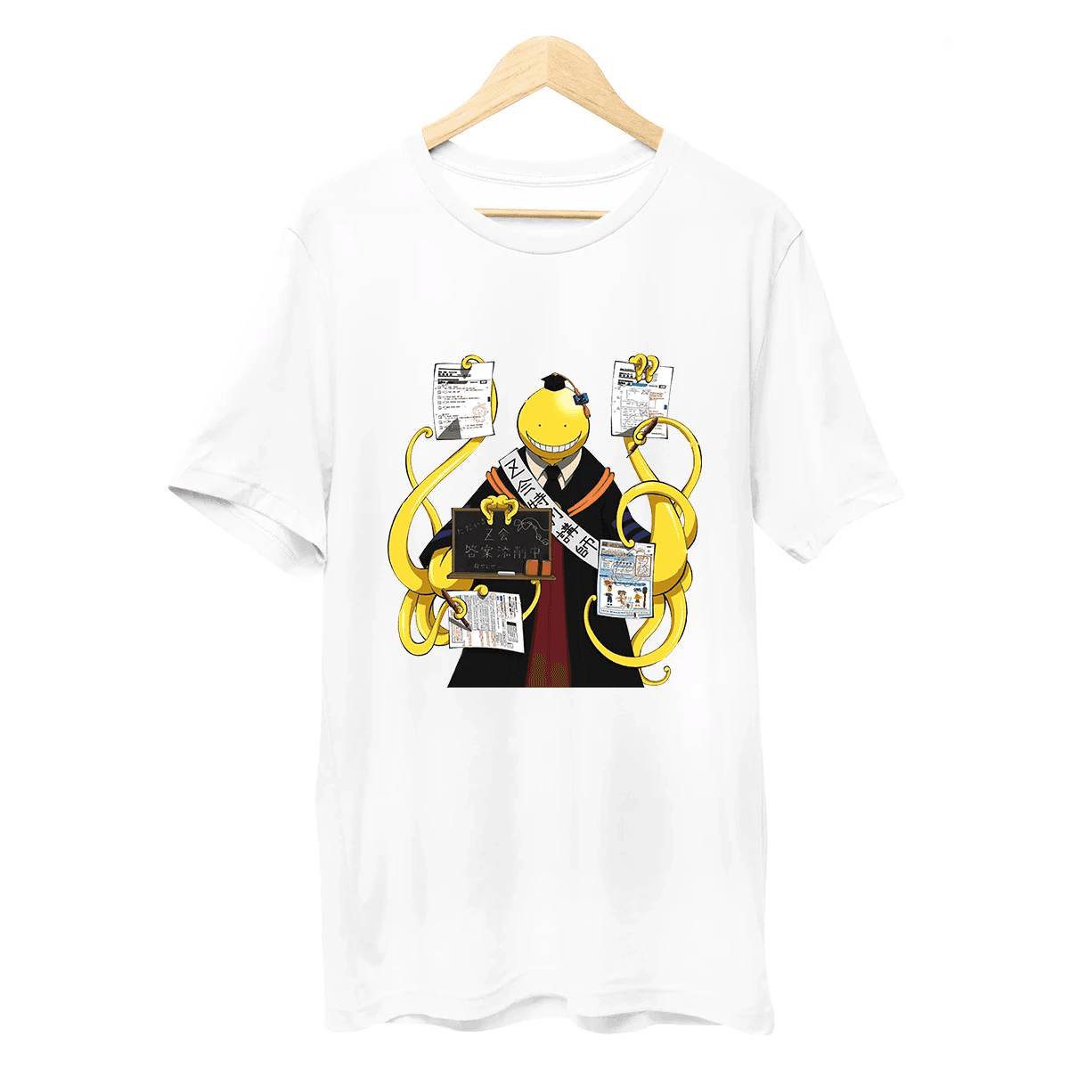 Anime Assassination Classroom Koro-Sensei Black And White T-Shirt — detail 1