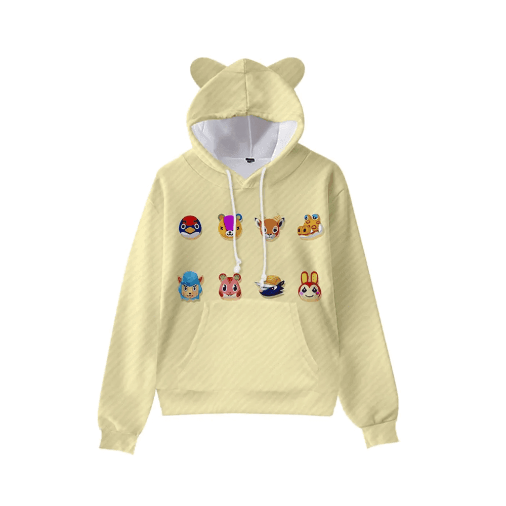 Animal Crossing Anime Characters Printed Cat Ears Casual Hoodie