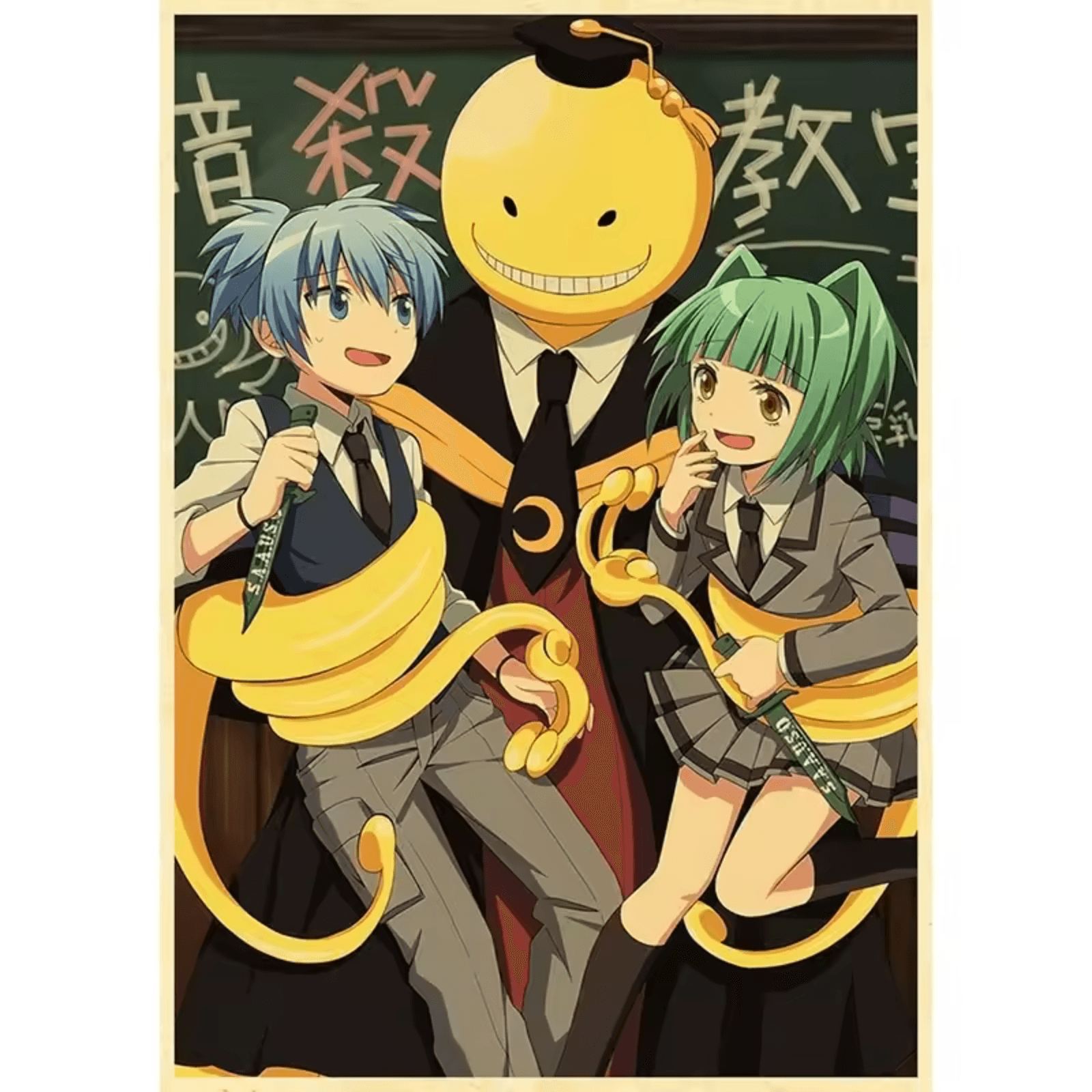 Anime Assassination Classroom Koro-Sensei And Nagisa Shiota With Kaede Kayano Poster Wall Art