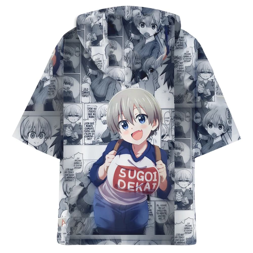 Uzaki-Chan Wants To Hang Out Anime Hana Short Sleeve Hoodie — detail 1