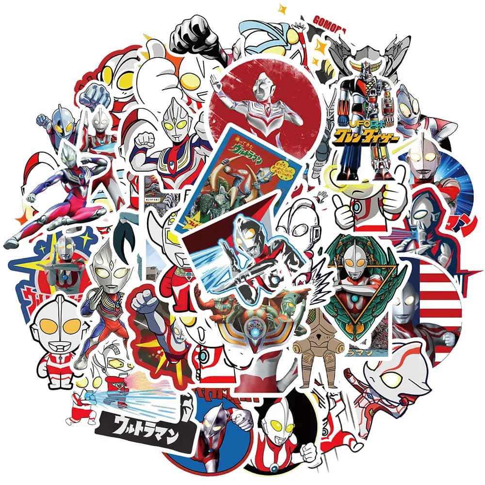 30Pcs Anime Ultraman Vs. Kamen Rider Waterproof Stickers — detail 1
