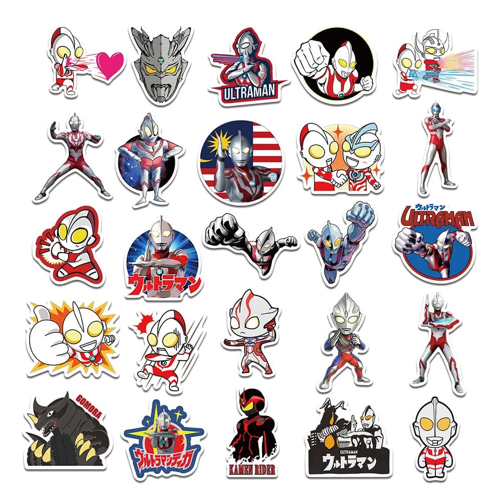 30Pcs Anime Ultraman Vs. Kamen Rider Waterproof Stickers — detail 2