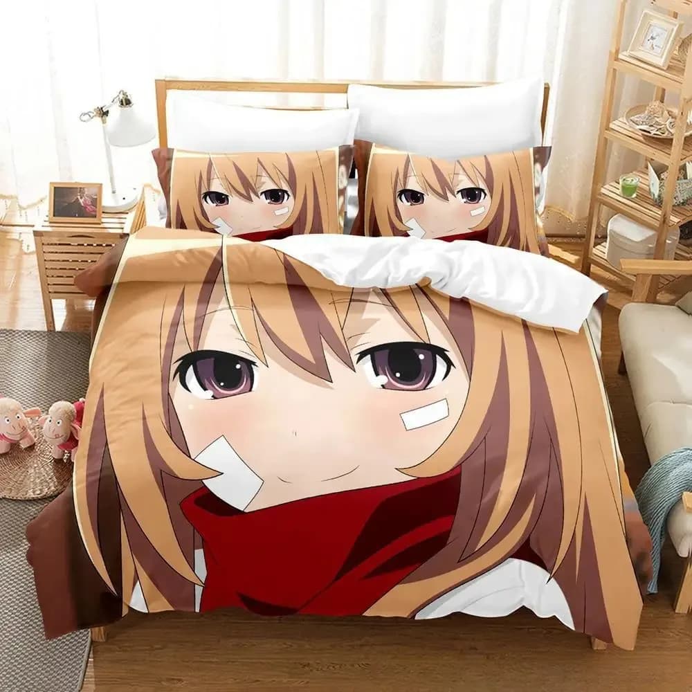 Toradora Bedding Set Single Twin Full Queen King Size Bed Set Adult Kid Bedroom Duvet cover Sets 3D Print Anime Bed Sheet Sets — detail 2