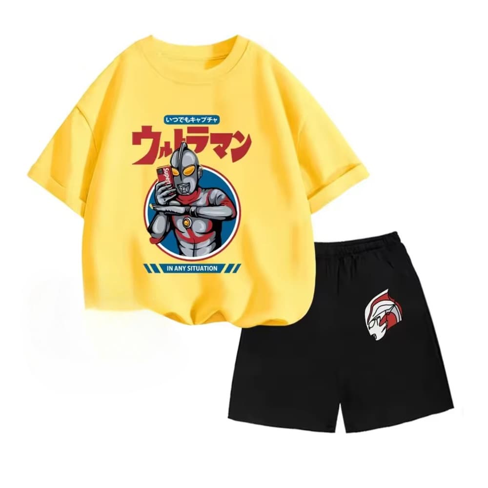 Anime Ultraman T-Shirt And Black Shorts Children Suit — detail 2