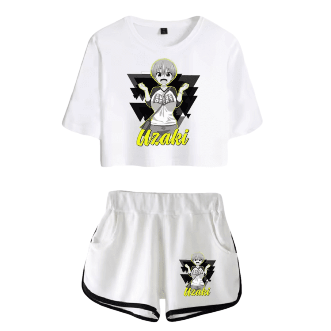 Uzaki-Chan Wants To Hang Out! Anime Hana Uzaki Printed White Top And Shorts Set