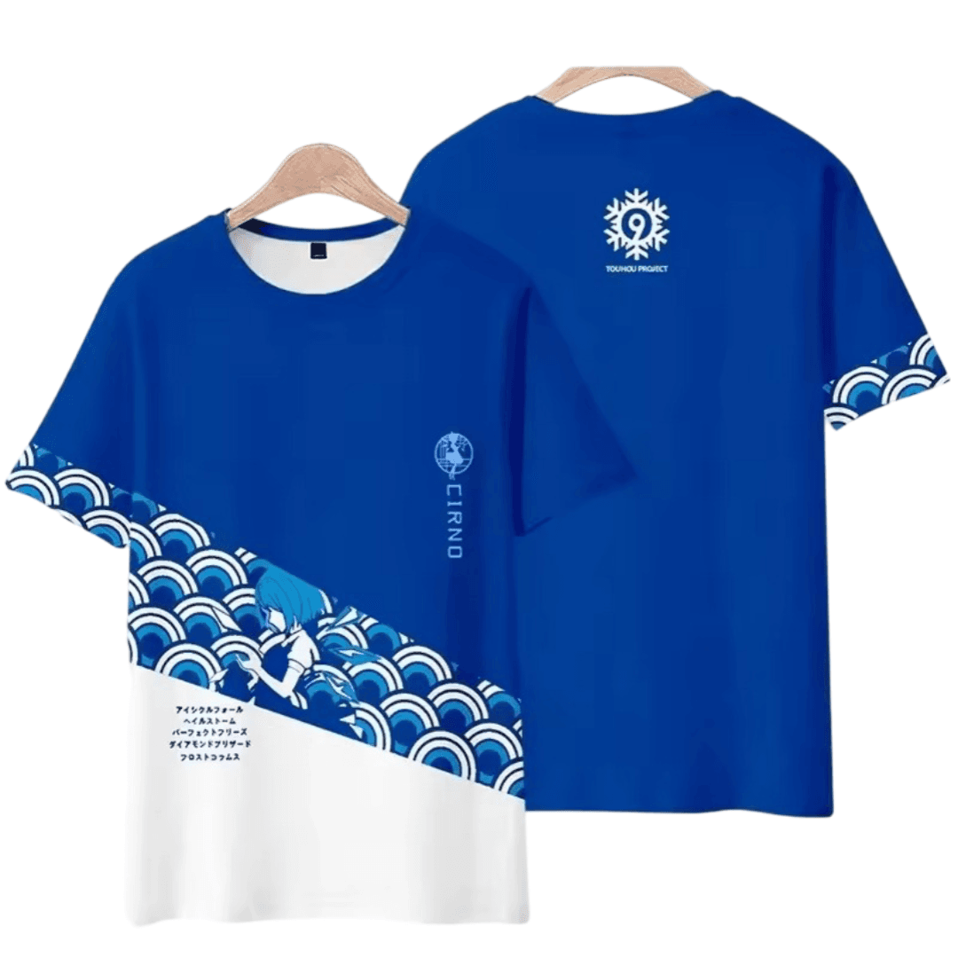 Anime Touhou Project Cirno Blue And White T-Shirt