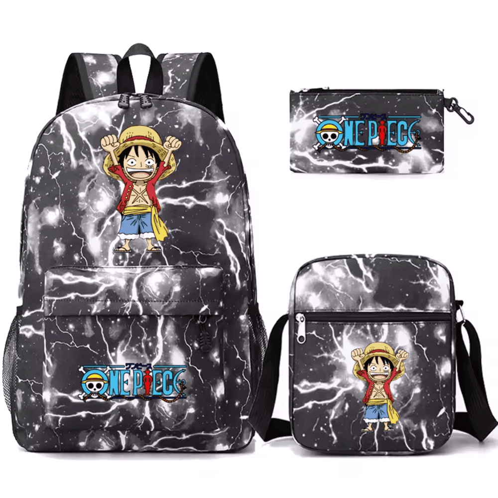 3 Pcs/Set One Piece Anime Monkey D. Luffy School Bag