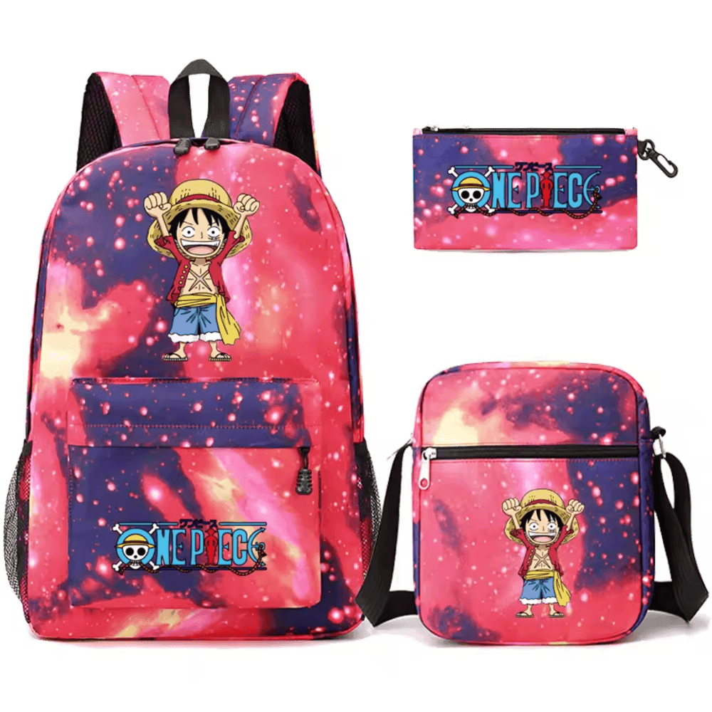 3 Pcs/Set One Piece Anime Monkey D. Luffy School Bag — detail 2