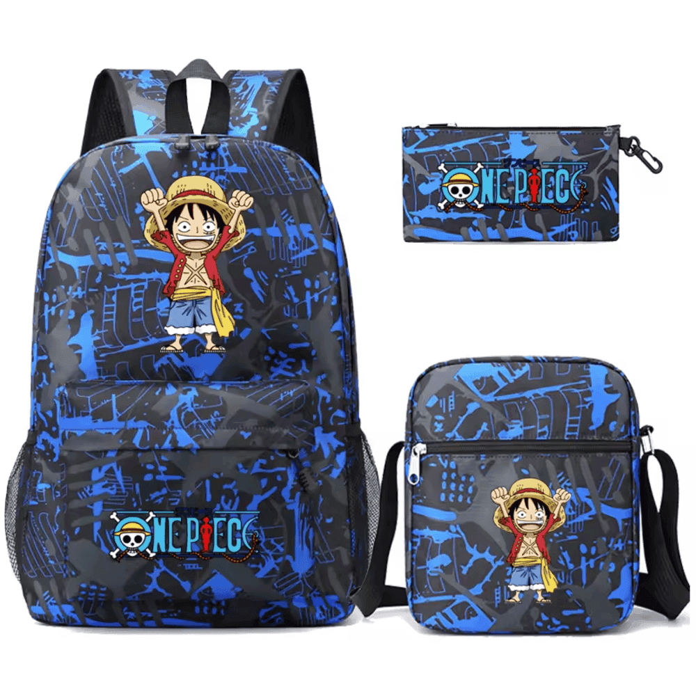 3 Pcs/Set One Piece Anime Monkey D. Luffy School Bag — detail 1