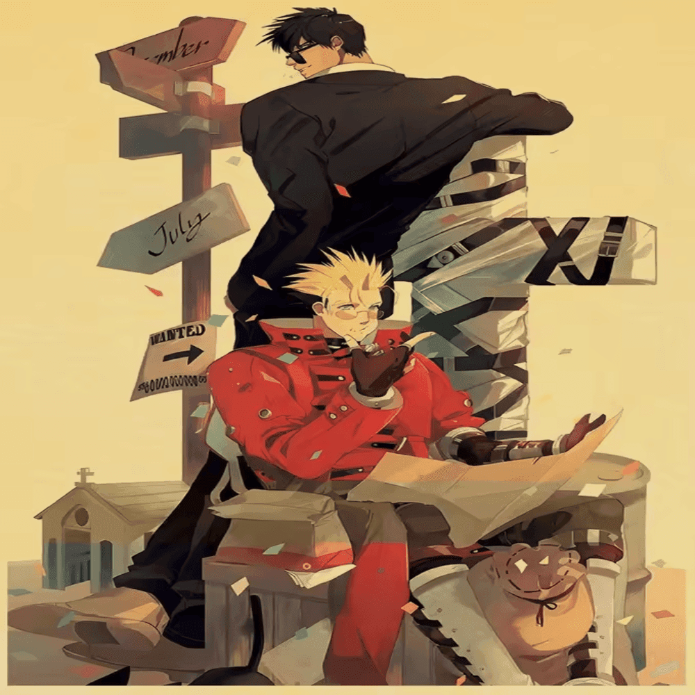 Trigun Anime Vash And Nicholas Poster Wall Art