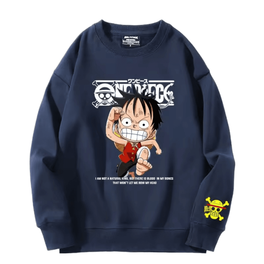 Anime One Piece Luffy Long Sleeve Navy Blue Sweatshirt — detail 1