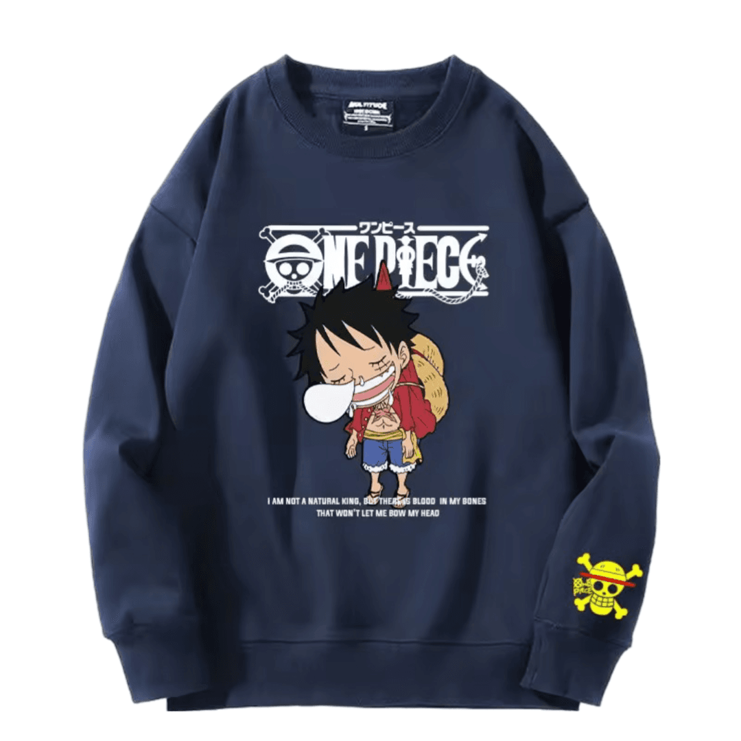 Anime One Piece Luffy Long Sleeve Navy Blue Sweatshirt — detail 2