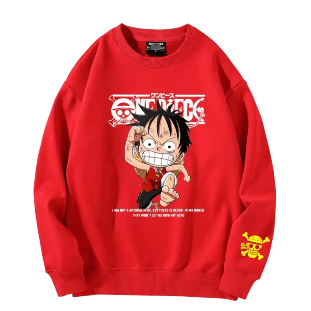 Anime One Piece Luffy Long Sleeve Red Sweatshirt — detail 2