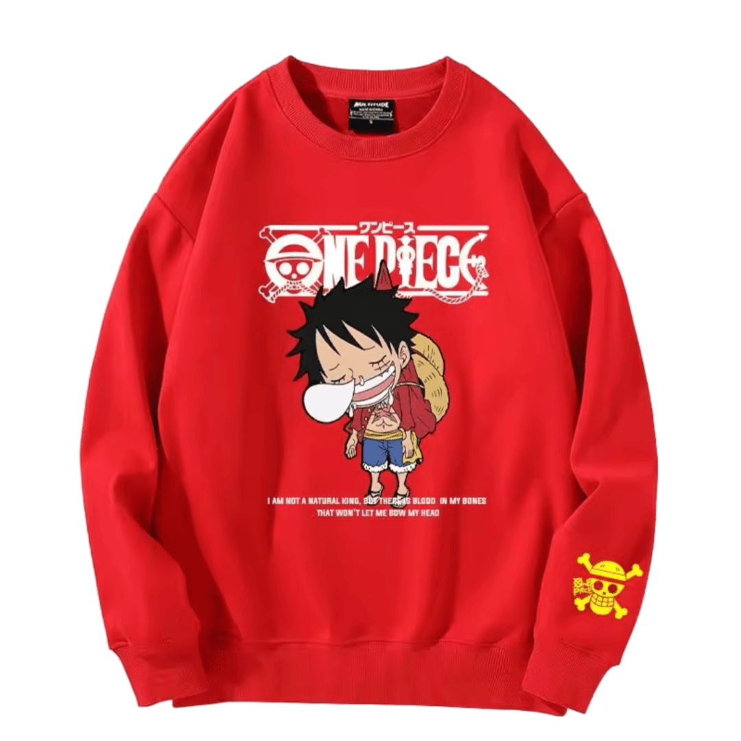 Anime One Piece Luffy Long Sleeve Red Sweatshirt — detail 1