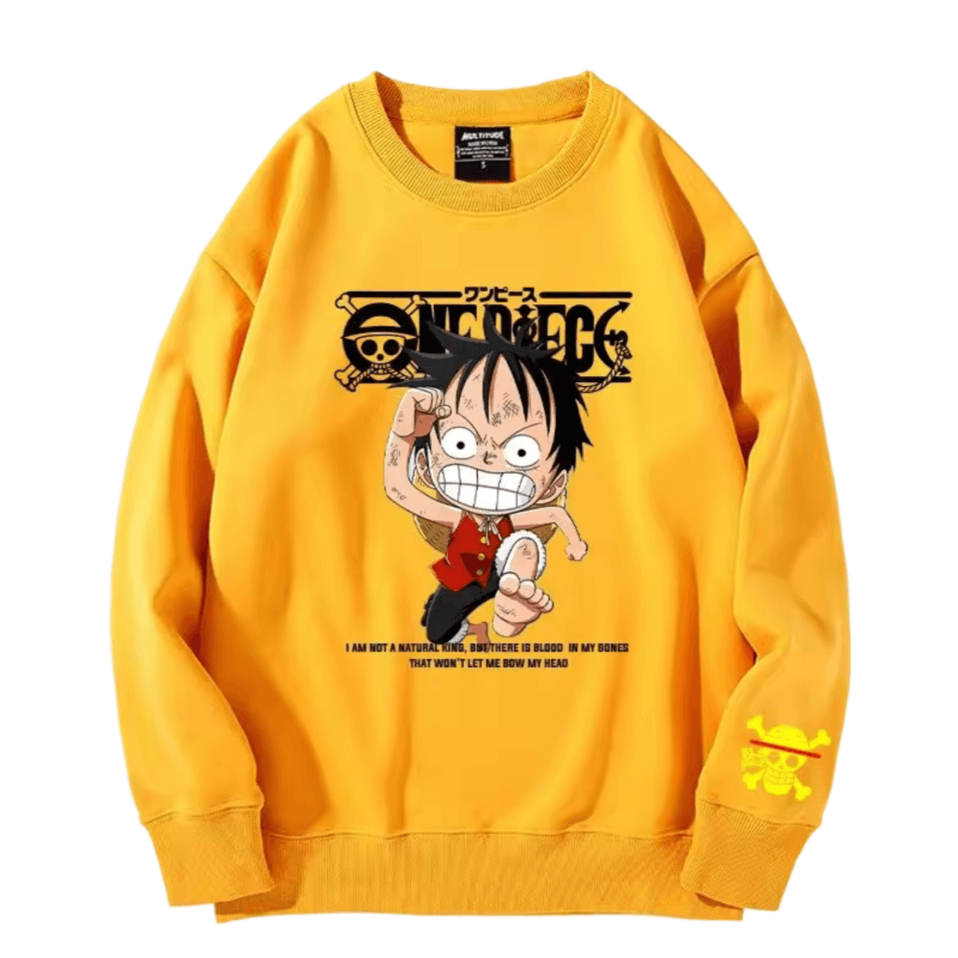 Anime One Piece Luffy Long Sleeve Yellow Sweatshirt — detail 2