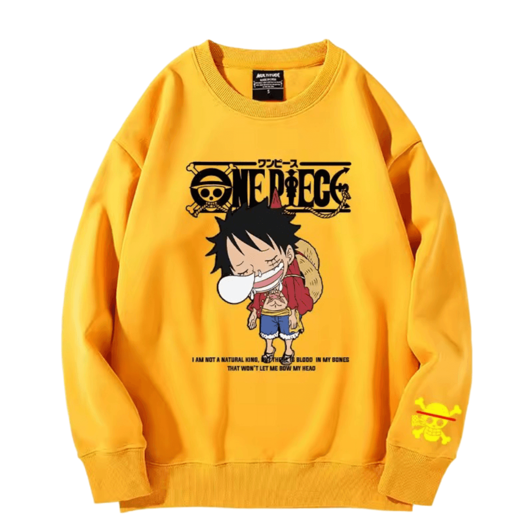 Anime One Piece Luffy Long Sleeve Yellow Sweatshirt — detail 1