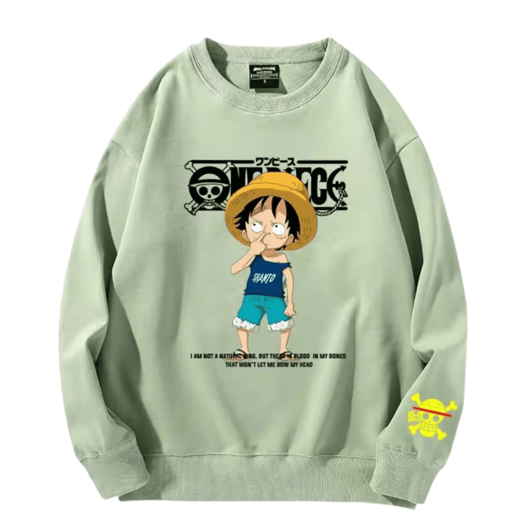 Anime One Piece Luffy Long Sleeve Green Sweatshirt