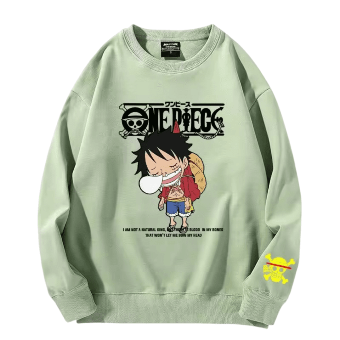 Anime One Piece Luffy Long Sleeve Green Sweatshirt — detail 1