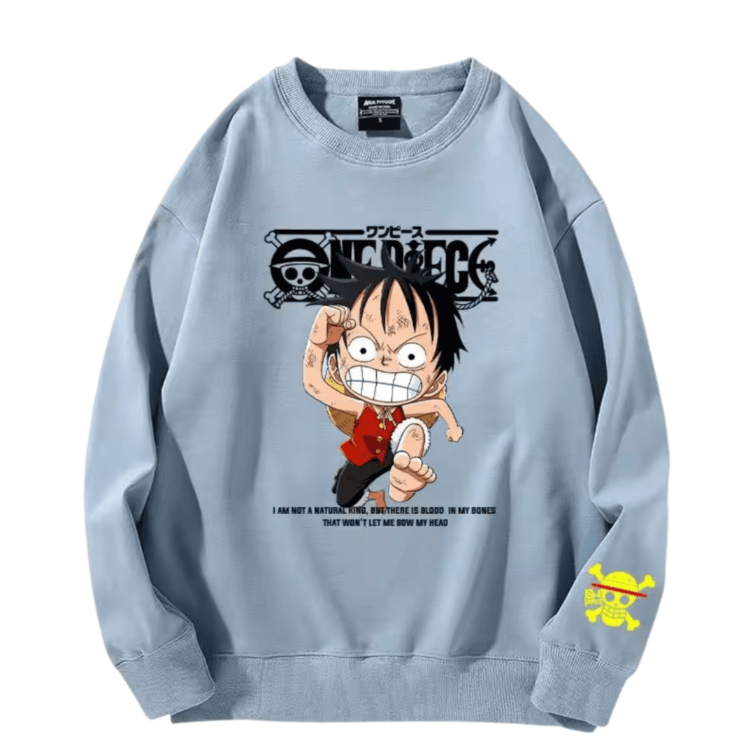 Anime One Piece Luffy Long Sleeve Blue Sweatshirt — detail 2