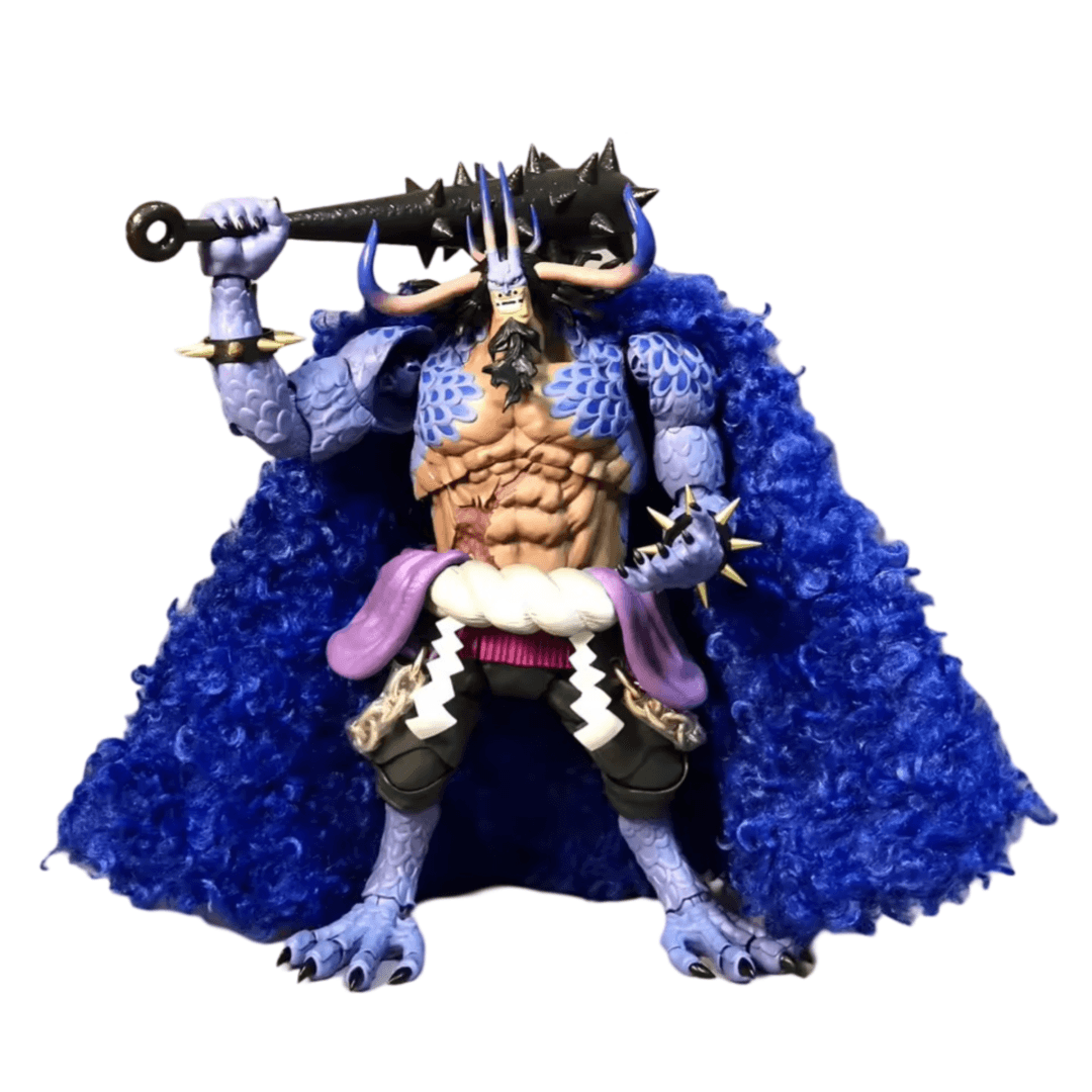 26cm Anime One Piece Kaido Plush Dark Combat Cloak Movable Action Figure Toy