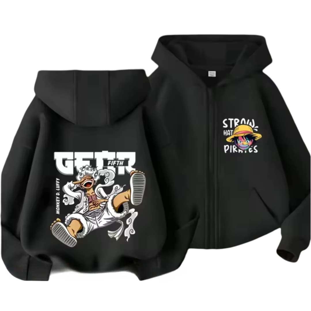 Anime One Piece Luffy Gear 5 Straw Hat Pirates Zipper Hoodie