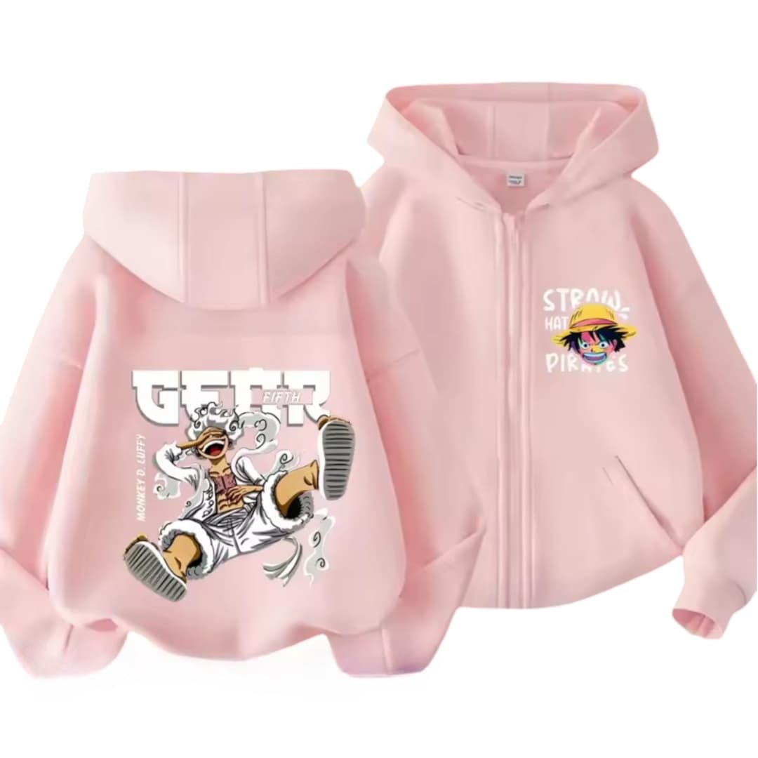 Anime One Piece Luffy Gear 5 Straw Hat Pirates Zipper Hoodie — detail 1