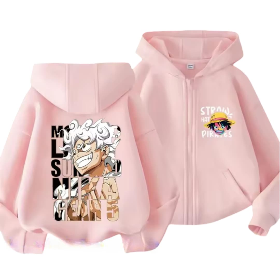 One Piece Anime Luffy Gear 5 Straw Hat Pirates Zipper Hoodie — detail 1