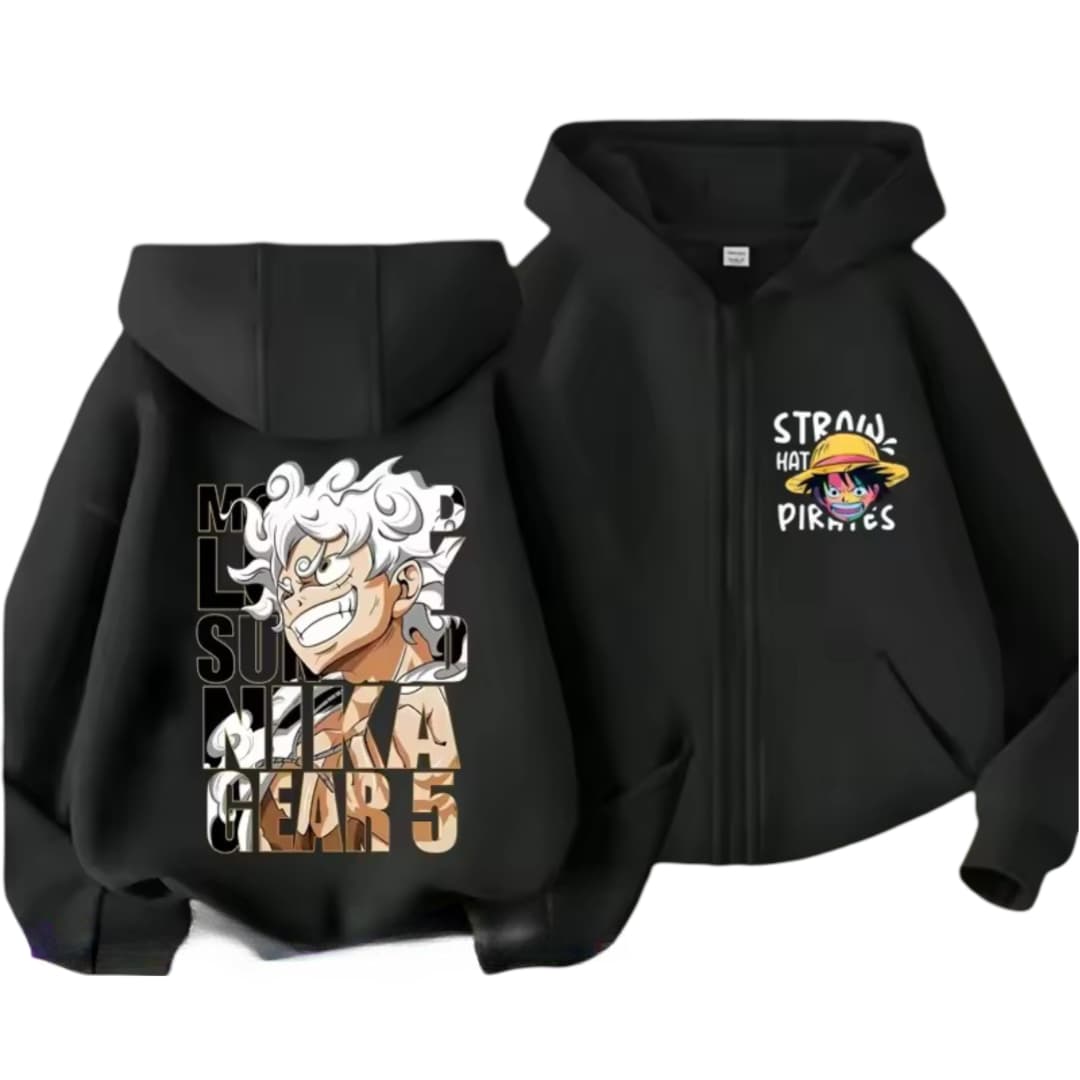 One Piece Anime Luffy Gear 5 Straw Hat Pirates Zipper Hoodie