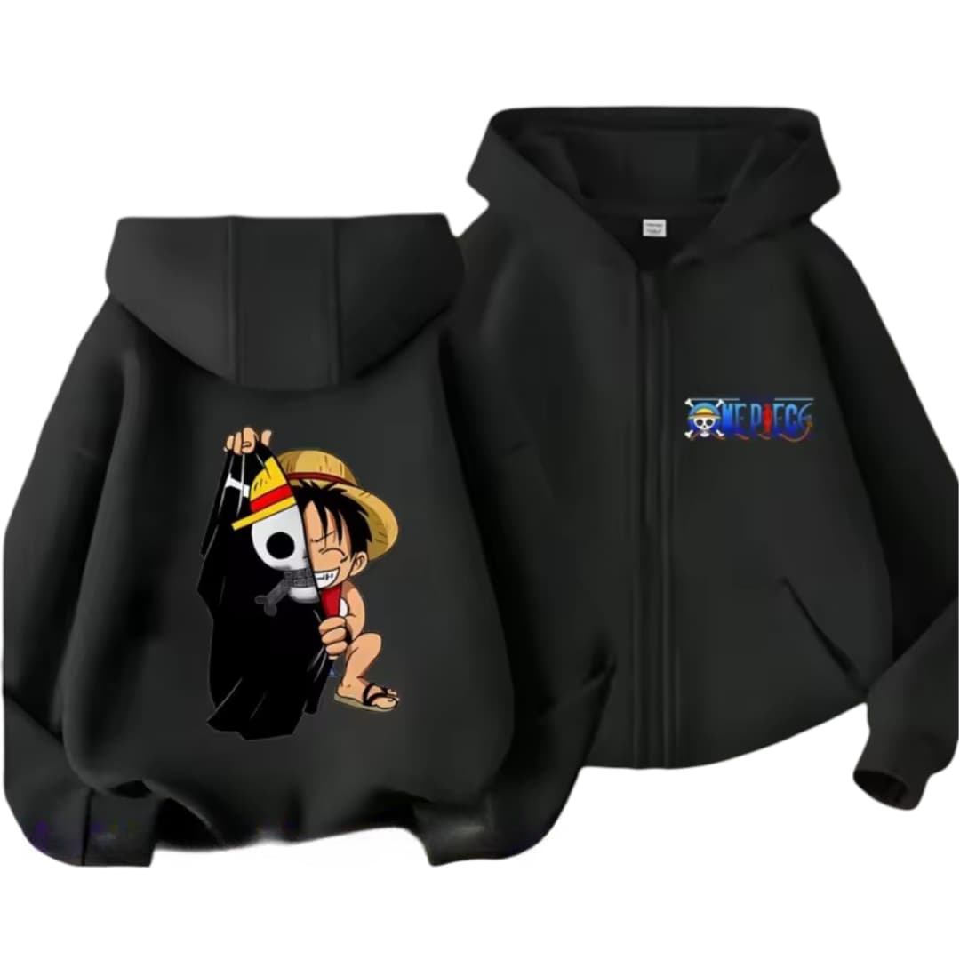 Anime One Piece Luffy With Flag Long-Sleeve Zipper Hoodie