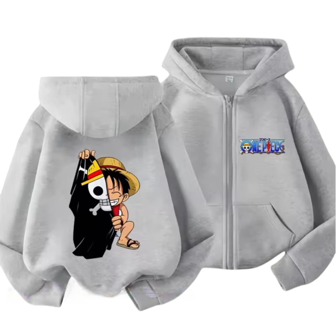 Anime One Piece Luffy With Flag Long-Sleeve Zipper Hoodie — detail 2