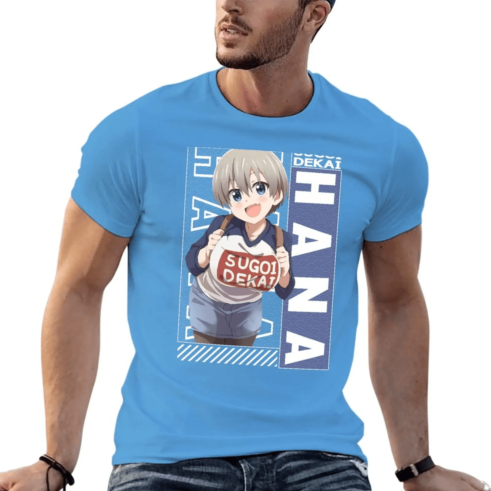 Anime Uzaki-Chan Wants To Hang Out! Hana Uzaki T-Shirt For Men — detail 2