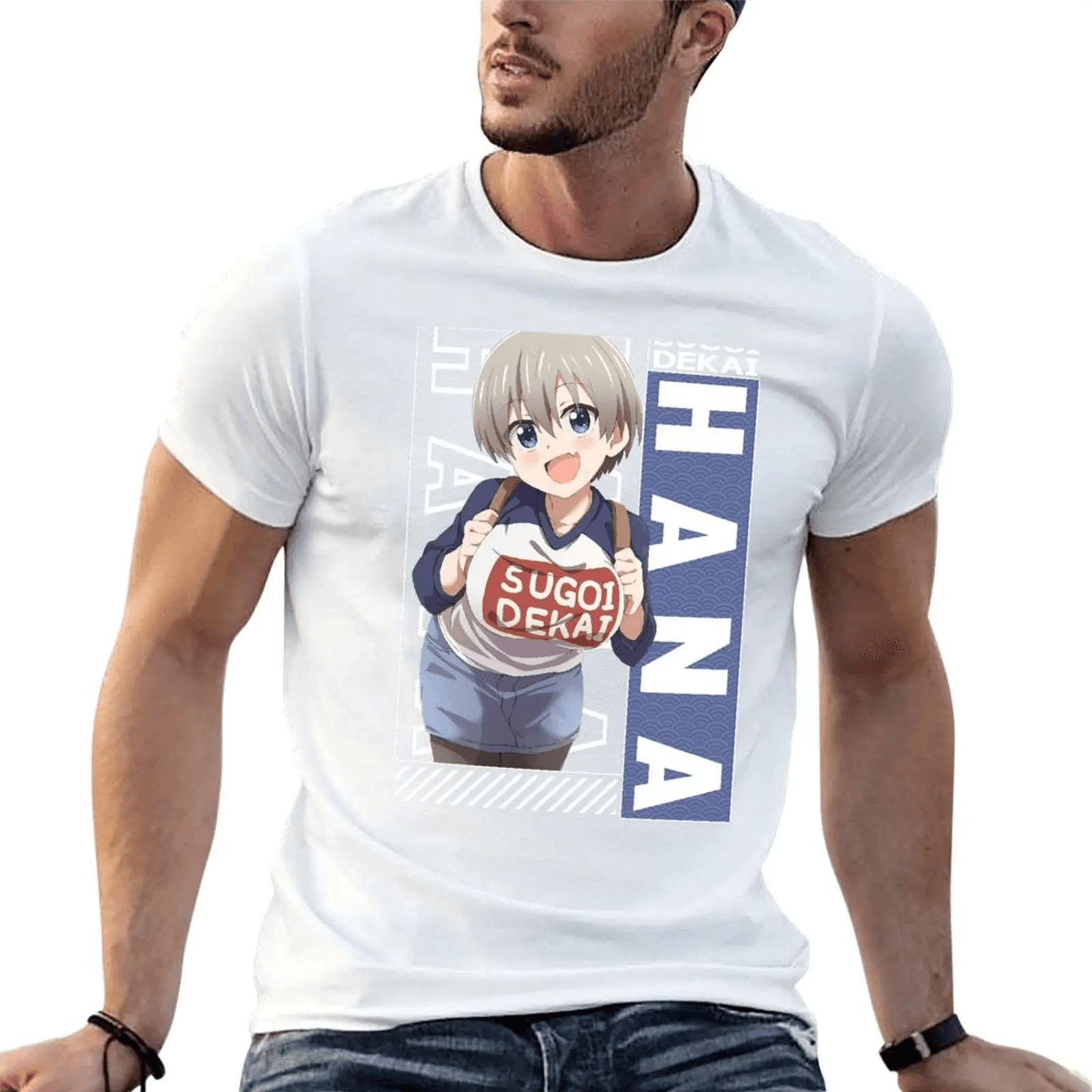 Anime Uzaki-Chan Wants To Hang Out! Hana Uzaki T-Shirt For Men — detail 1