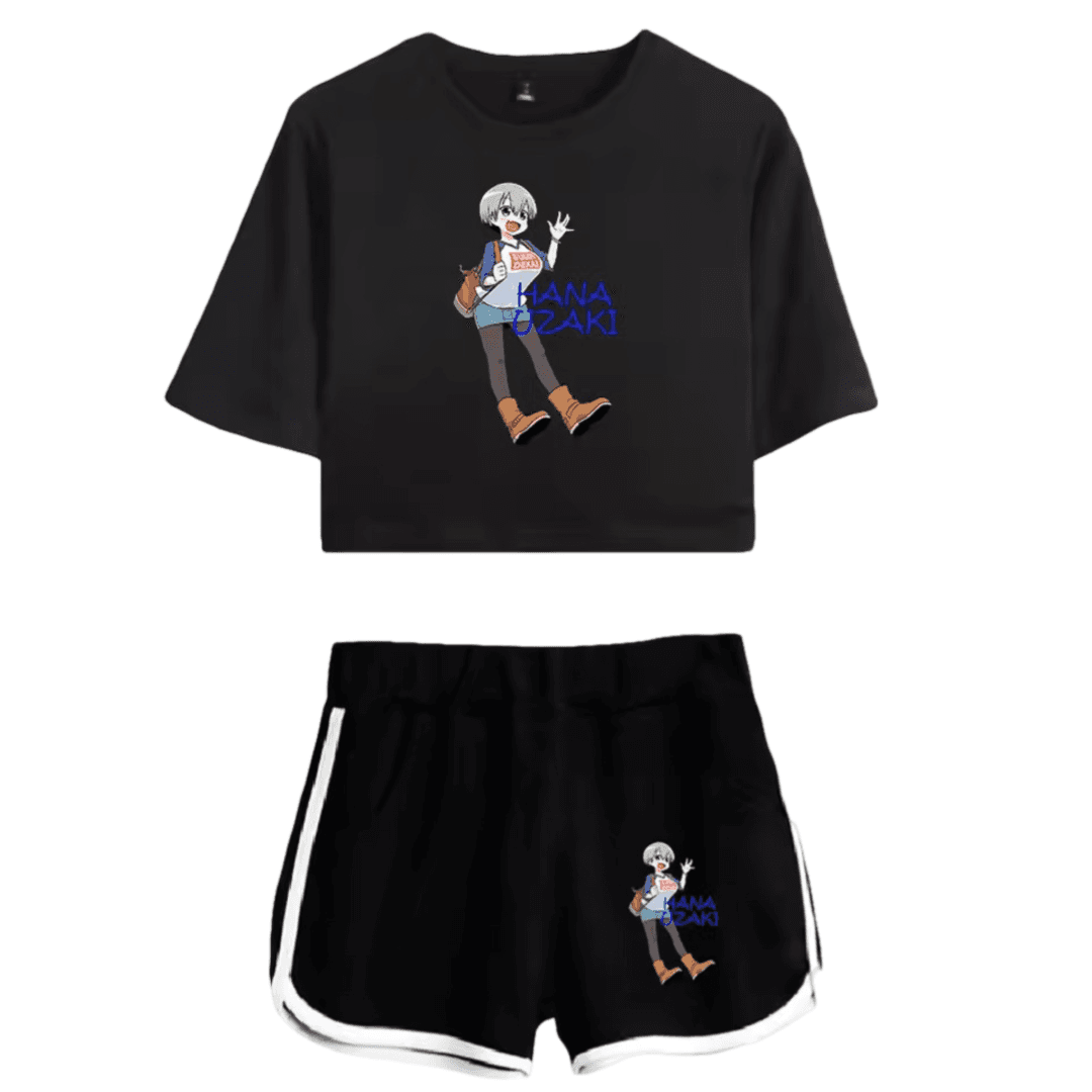 Uzaki-Chan Wants To Hang Out! Hana Uzaki Anime Black Top And Shorts Set