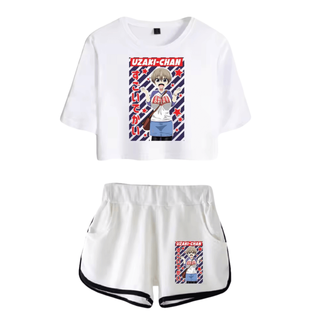 Uzaki-Chan Wants To Hang Out! Hana Uzaki Printed White Anime Top And Shorts Set